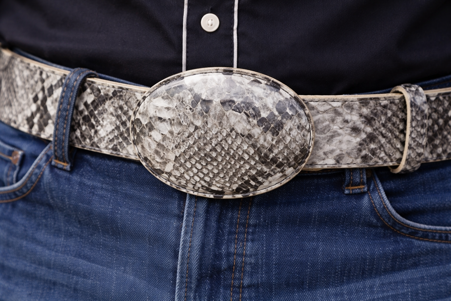 Genuine Python Leather Belt Natural With Leather Lining Genuine