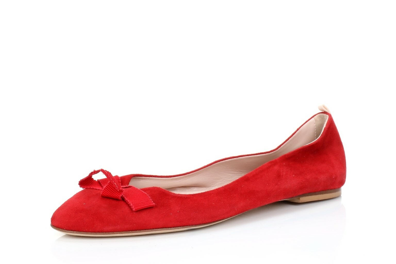 Womens SARA JESSICA PARKER Red Suede Ballet Flats w/bow Sz. 36.5