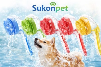 Dog Pet Bathing Brush Long Handle Plastic Bath Brush Soft Silicone Massage Brush