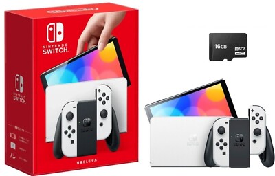 NEW Nintendo Switch OLED 64GB White Console + 16GB SD - Free 2-Day   Shipping!