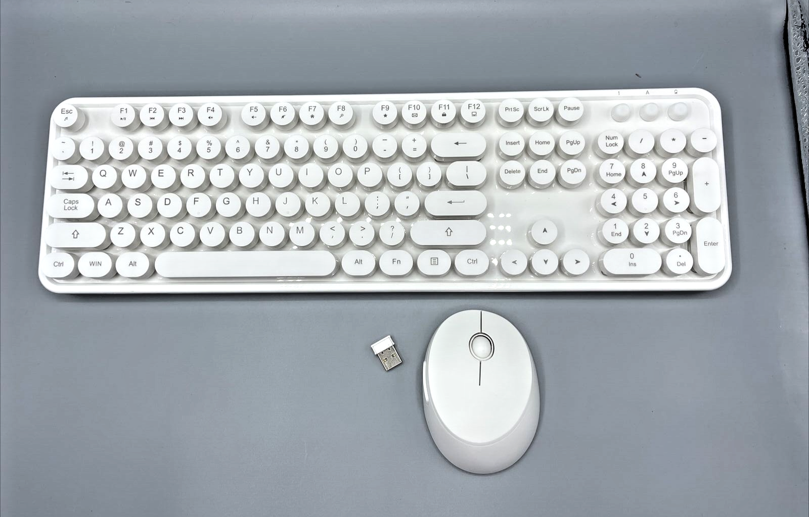 Combo White Retro Keys Ergo Mouse