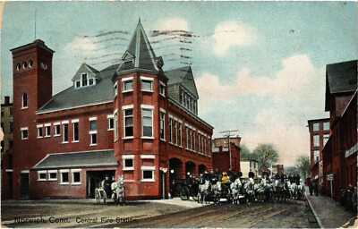 PC US, CT, NORWICH, CENTRAL FIRE STATION, Vintage Postcard (b54493)