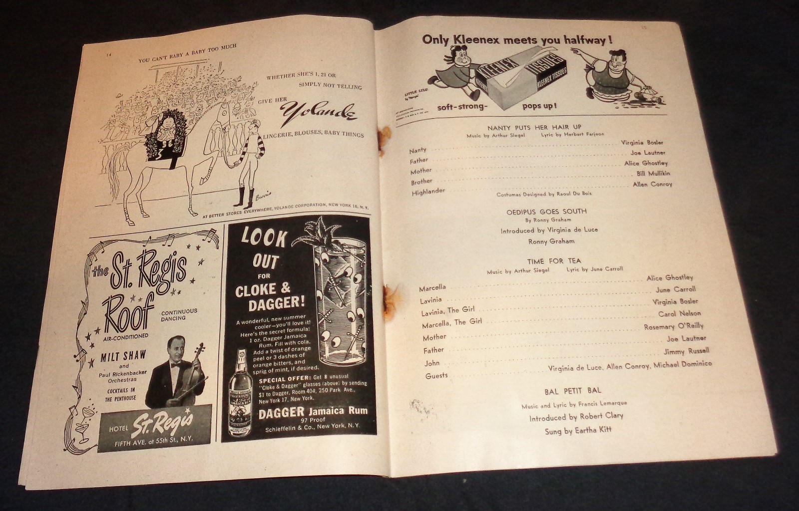 RARE Royale Theatre Playbill NEW FACES OF 52 Eartha Kitt Paul Lynde Great Ads