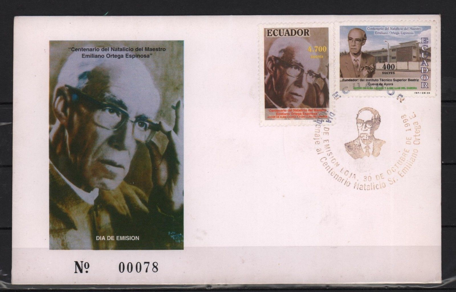 Celebrities First Day of Issue Ecuadorian Stamps