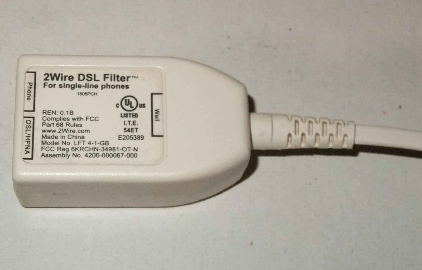2Wire DSL Filter * Model LFT 4-1-GB * 2 Wire
