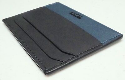 Tumi Brand Slim Card Case Wallet Nassau SLG Black Turquoise Leather $110