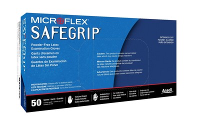 SAFEGRIP PF LATEX GLOVES LARGE 50PK