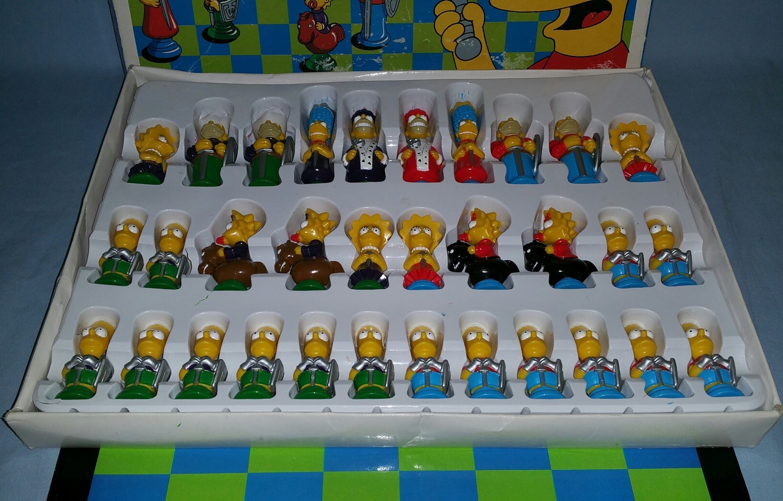 The Simpsons 3-D Chess Set Complete - Fox Show - Now A Disney Attraction !