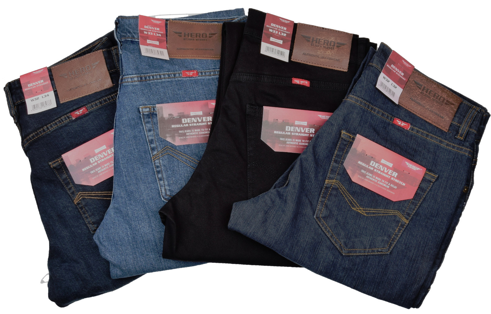 Hero Denver Stretch Herren Jeans Stonewash Jeanshose Hose Stooker 4 Farben NEU