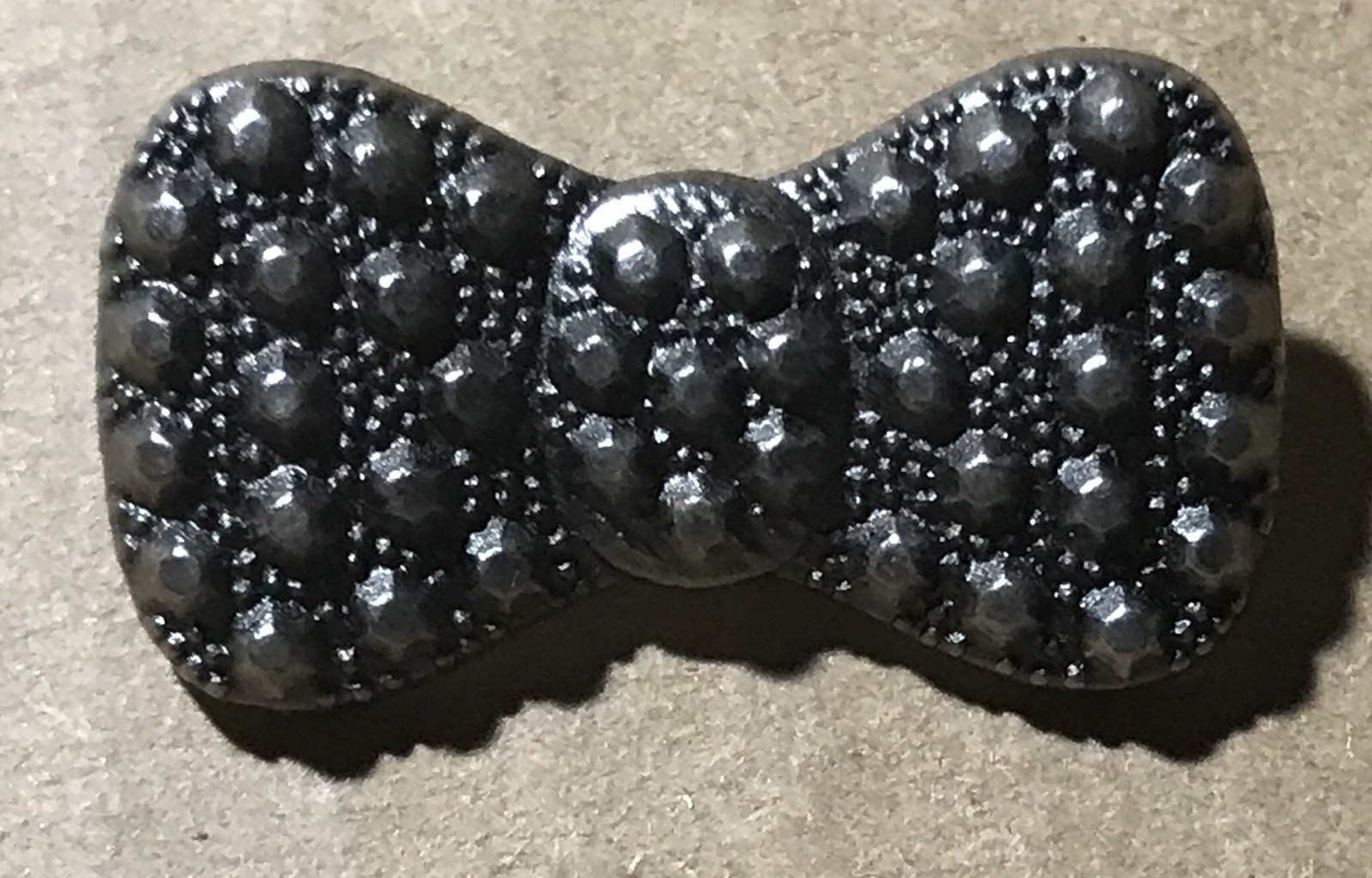 Unique Large BOW TIE Metal Faceted Realistic Antique Silver Button 1 1/8” GLINTS