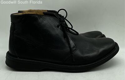Clarks Men's Black Leather Round Toe Lace-Up Ankle Chukka Boots Size UK 6.5 G