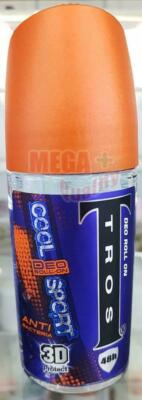 TROS Roll On COOL SPORT Deo Anti-Bacteria Deodorant Antiperspirant For Men 45ml.
