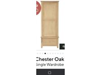 2 x CHESTER OAK SINGLE WARDROBES - SECOND HAND