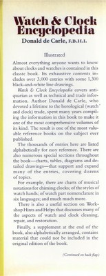 Watch & clock encyclopedia / Donald de Carle ; illustrations by E.A. Ayres 1984