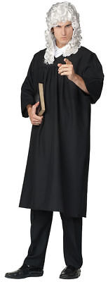 JUDGE COSTUME ROBE ADULT MEN BLACK MAGISTRATE GOWN CHIEF JUSTICE LONG GRADUATION