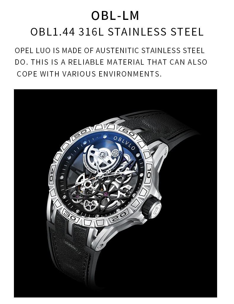 Pre-owned Reef Tiger Oblvlo Men Automatic Watch Luxury Mens Mechanical Wristwatches Skeleton Dial