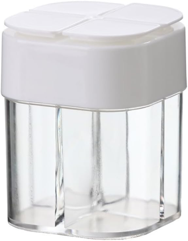 1 Pack 4 in 1 Salt and Pepper Shaker Jar, 4 Grids Flip Clear Empty Plastic Spice