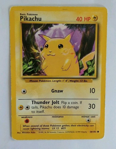 1999 Wizards PIKACHU Gnaw Pokemon Card Illus. Mitsuhiro