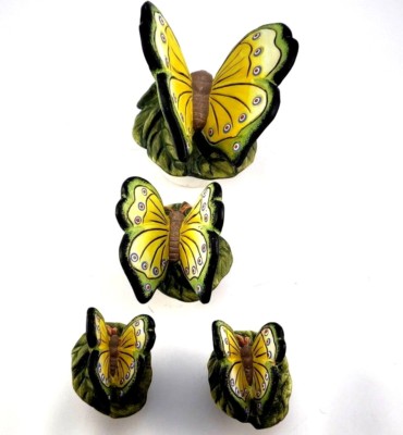 Garden butterflies Ceramic Decor for Gardens, planters, flower pots Set of 4