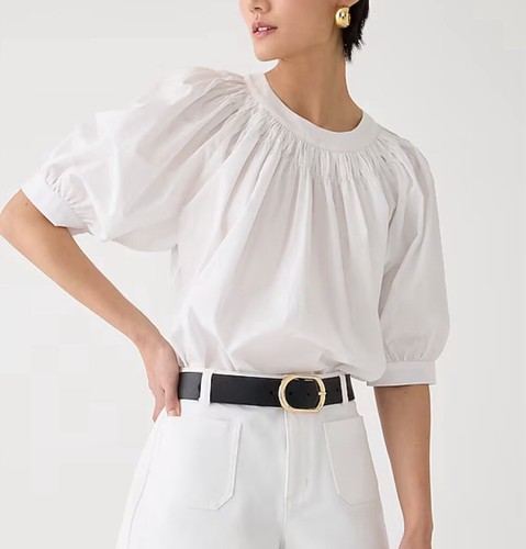 売れ筋商品|||ヴィンスカムート カットソー トップス レディース Women's Cotton Puff-Sleeve Blouse Ultra White Puff Sleeve Popover Top - Optic White White | NYDJ