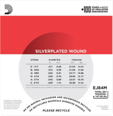 D'Addario Loop End, Medium, 11-45 Gypsy Jazz Guitar Strings EJ84M