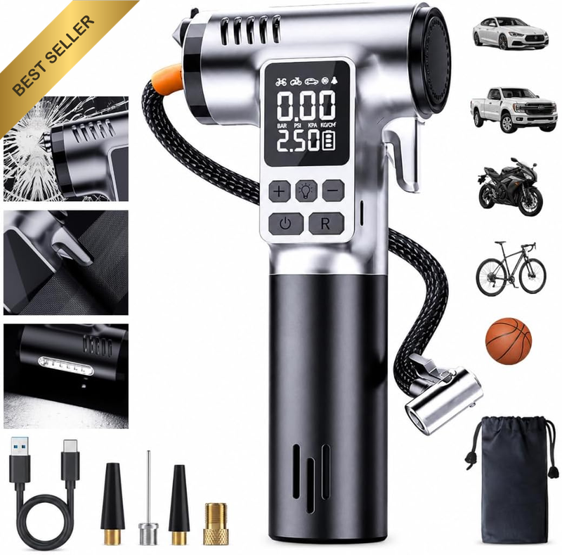 Portable Multi-Function Car Tire Inflator Tyre Air Compressor, Digital Display P
