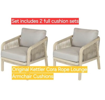 Kettler Cora Rope Lounge Armchair Cushions ONLY  Set includes 2 full cushion set