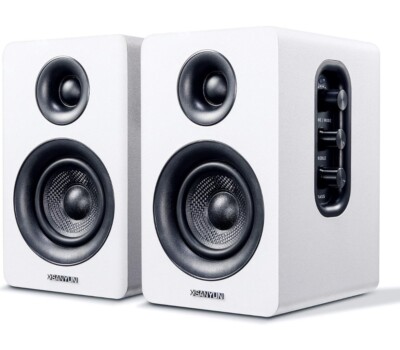 SANYUN SW-208 White 3'' Active Bluetooth Gaming Bookshelf Speakers Pair 60W