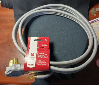 SMART CHOICE RANGE CORD = 6 ft, 50 AMP, 3 WIRE == NEW, FACTORY SEALED PACKAGE