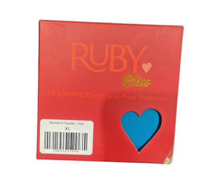 Ruby Love Bliss   Period  Underwear w/Leak-Proof Protection XL  HIPSTER TEAL