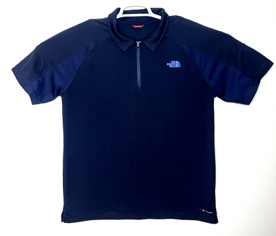 The North Face Flashdry Mens Large Polo Shirt Cool Dry Standard Fit Navy Blue
