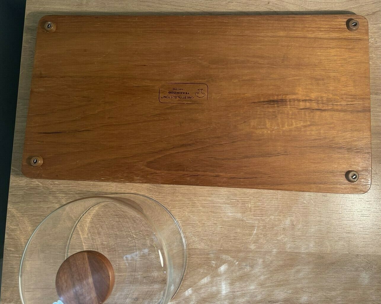 VINTAGE MID CENTURY GAILSTYN SUTTON TEAK WOOD CHARCUTERIE BOARD CHEESE DOME