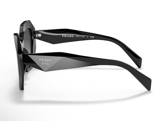 Pre-owned Prada Pr16ws 1ab5d1 Black Plastic Geometric Sunglasses Grey Gradient Lens + Case In Gray