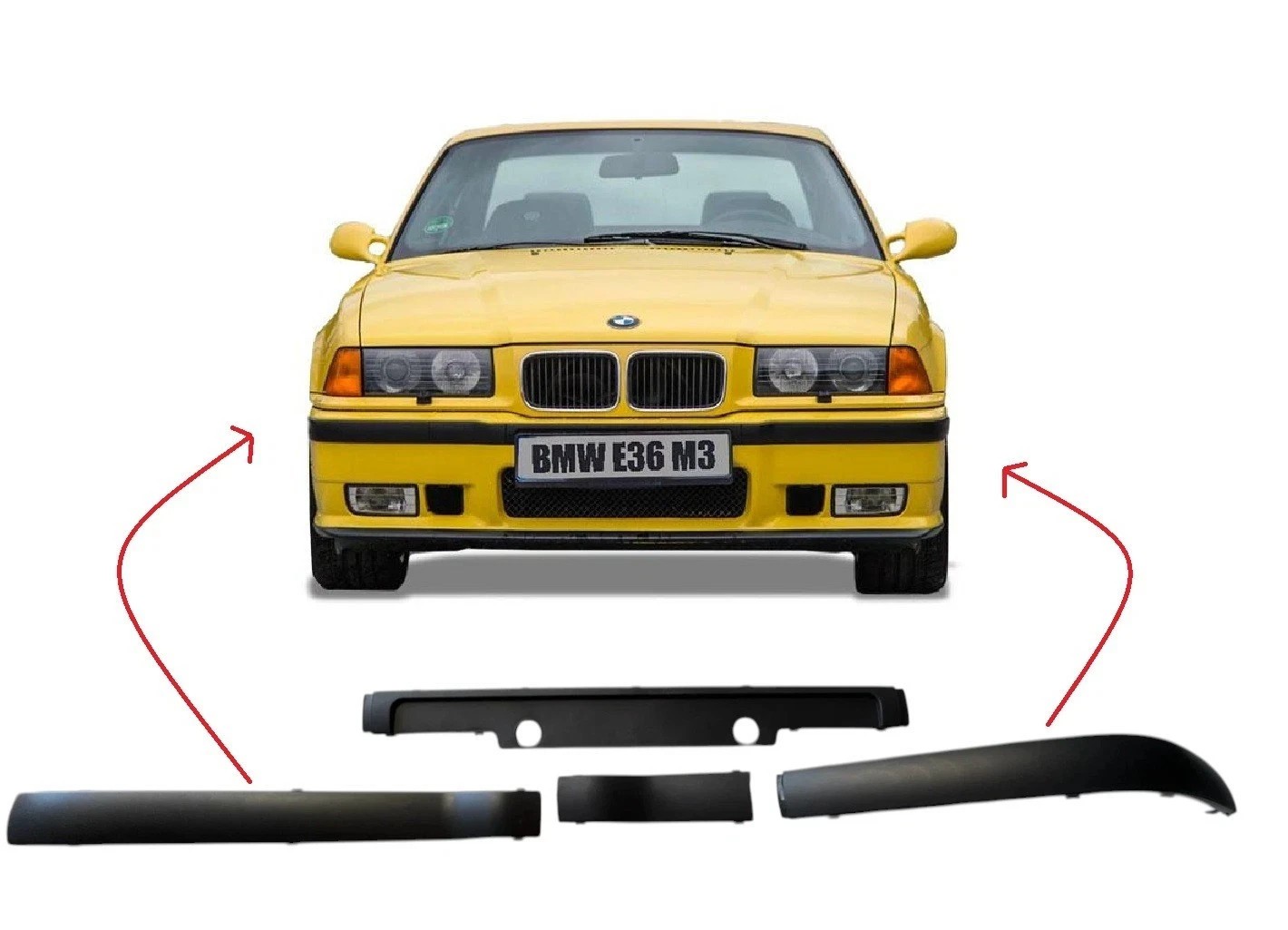 Front Bumper Trim Full set Moulding Strip SET For BMW E36 M3 Bumper 4 Pcs