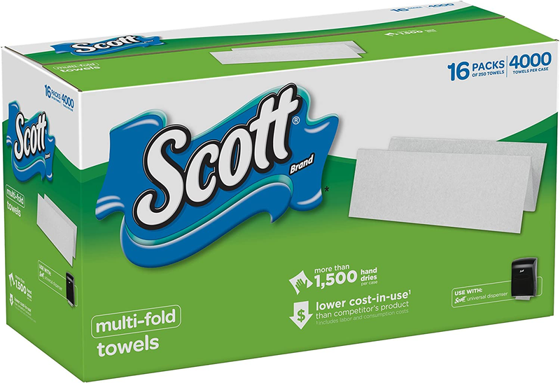 Scott Multifold Paper Towels for Small Business (08009), 9.2&rdquo; X 9.4&rdquo;, (4000 Towe