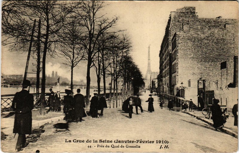 Cpa Inondations Paris 1910 Quai De Grenelle (972336)
