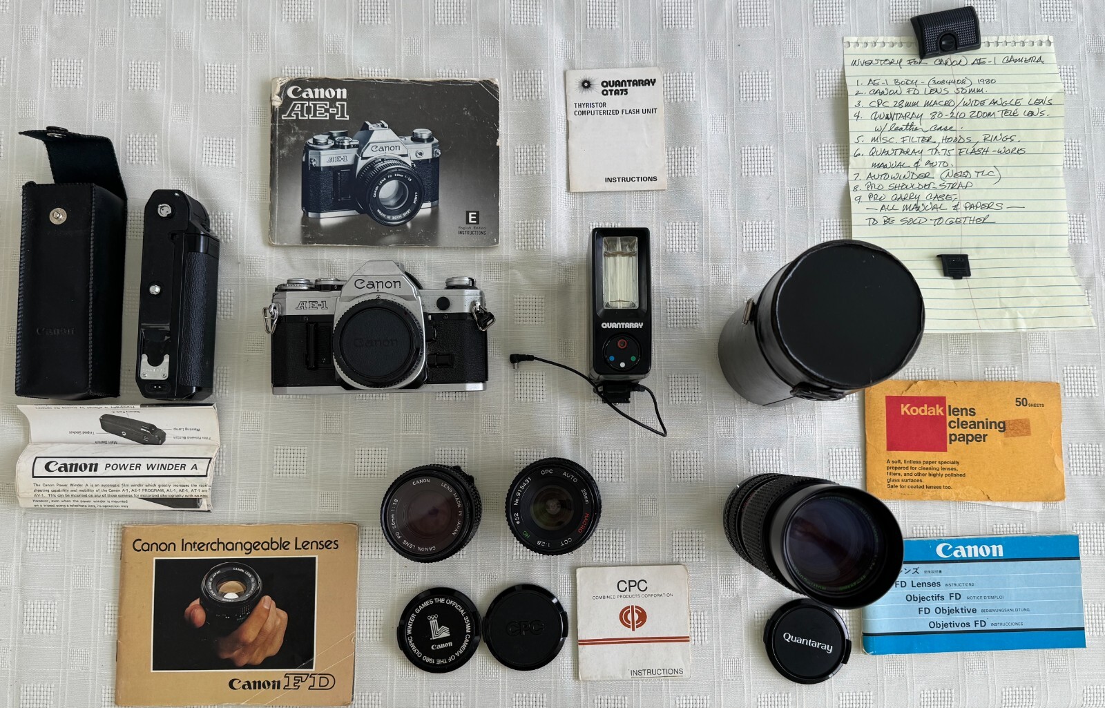 Vintage (1980) Canon AE-1 35mm Camera Bundle 3 Lenses - 1980