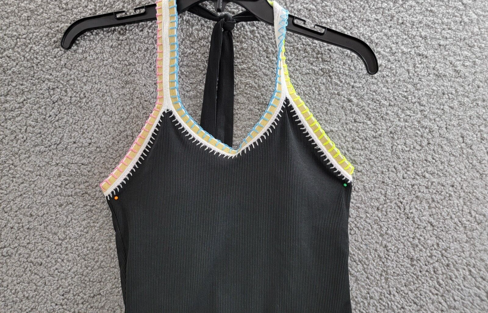 Ferrarini x PQ Crochet-Trim One-Piece Swimsuit Women's S Black Multi Tie Closure - Picture 3 of 13