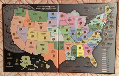 NATIONAL PARK QUARTERS SERIES (2010-2021) - WALL HANGING COLLECTOR'S MAP 