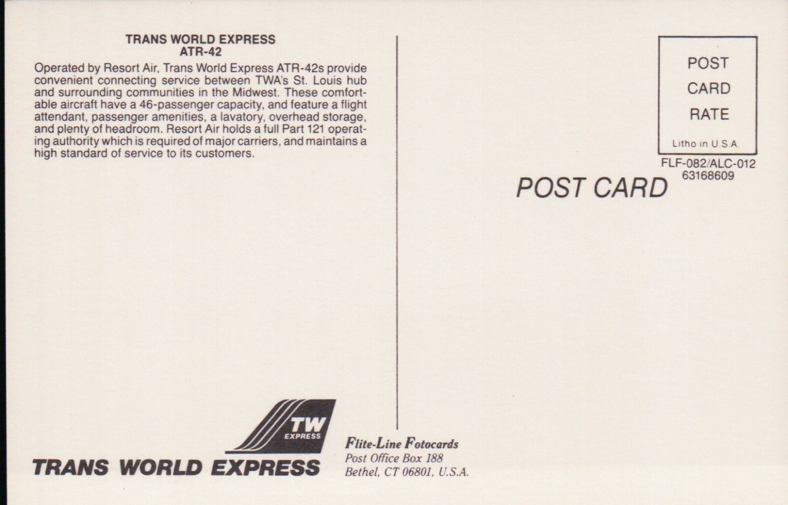 Trans World Express ATR-42 Vintage Postcard