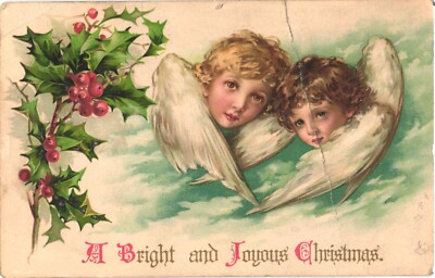 Two Angels, A Bright And Joyous Christmas Postcard