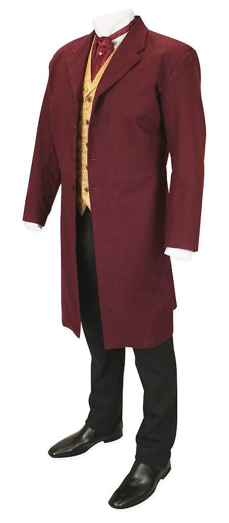 Pre-owned 100% Men's Gillespie Brushed Wool Frock Coat In Mehroon