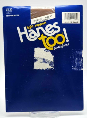 Hanes Too Light Support Reinforced Toe Pantyhose Size EF Barely There Style 156