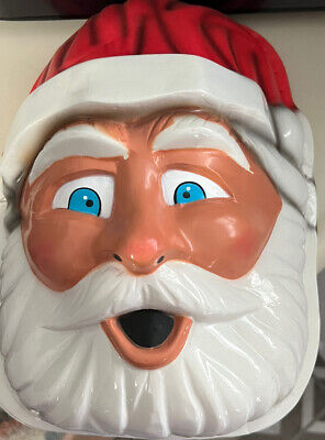 2 Vintage Blow Mold Xmas Santa Claus Head Face Porch Light Lamp Post Mask COVERS