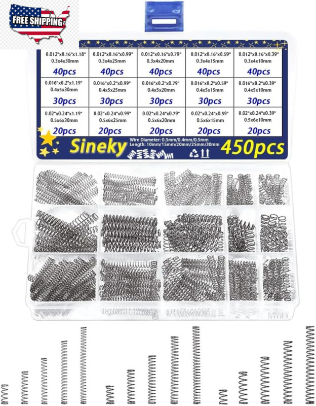 450Pcs Compression Springs Assortment Kit, Small Spring Set for DIY