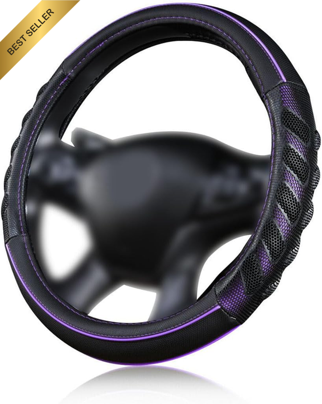 Car Steering Wheel Cover Faux Leather Massage Universal Fit 3D Honeycomb Hole An