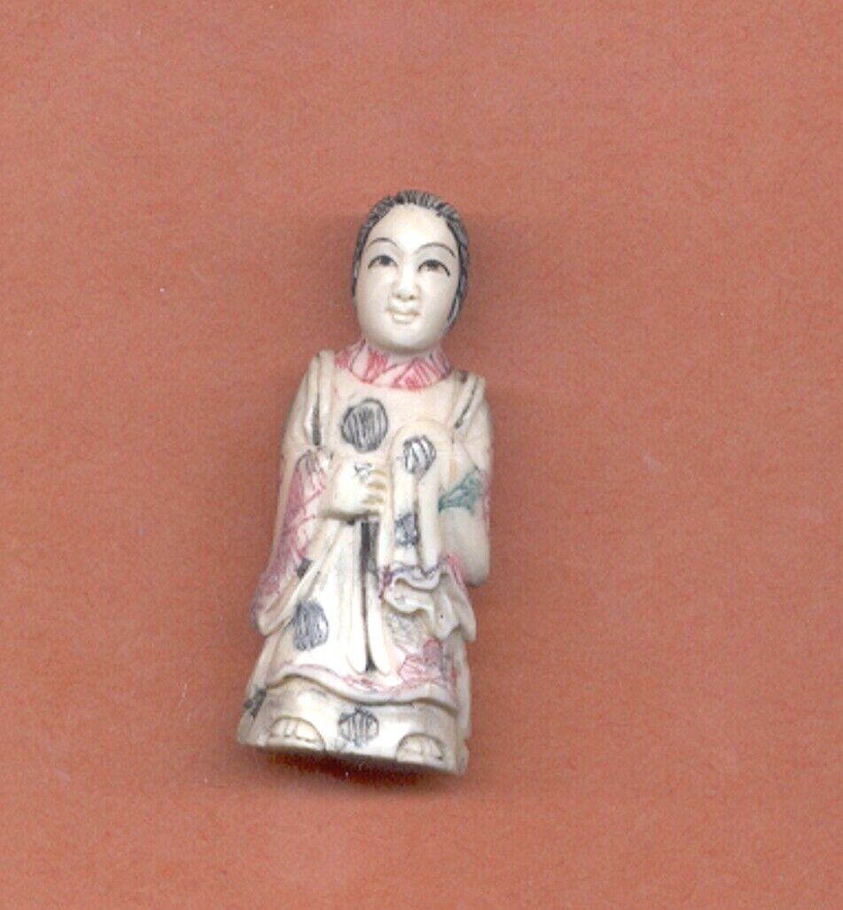 Vintage Fortune Goddess  Netsuke Hand Carved Japanese Figurine 941 B Okimono