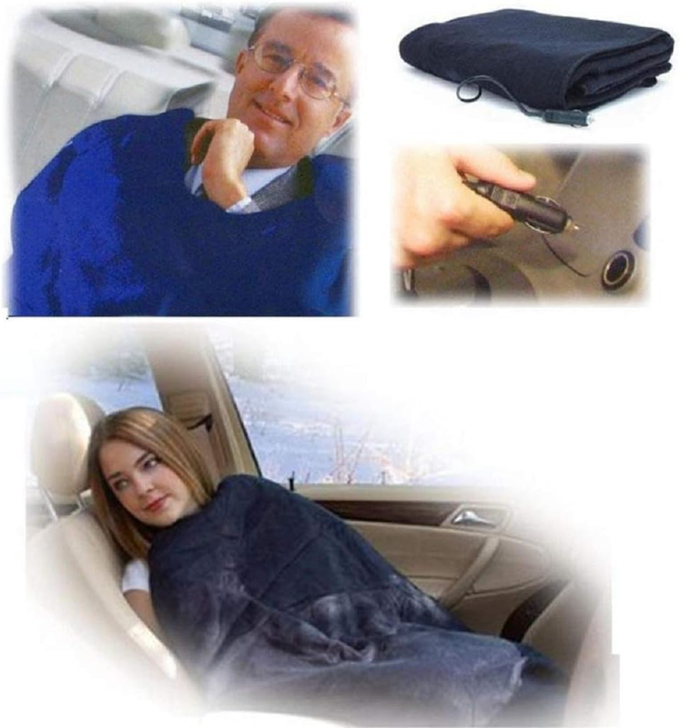 TOHMR Car Electric Blanket 12V Fleece Electric Heated Travel Blanket for Car and