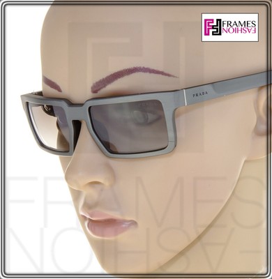 Pre-owned Prada 50s Technique Square Graphite Brushed Aluminum Unisex Sunglasses Pr50ss In Uej-0a7