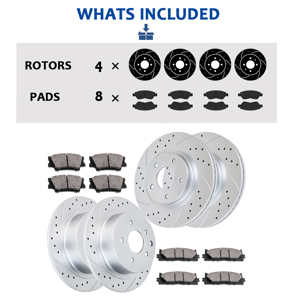 Drilled Slotted Front Rear Rotors and Brake Pads Kit for Nissan Altima ...